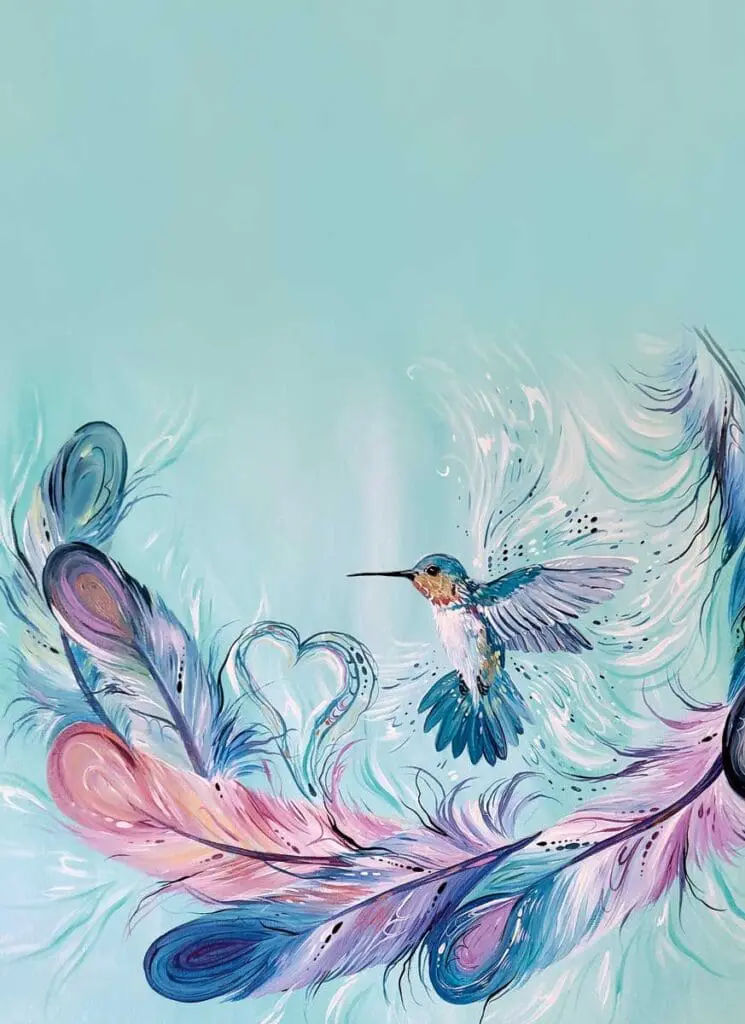 50x70cm Hummingbird Feathers Microfiber Tea Towel designed by Indigenous Artist Carla Joseph