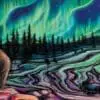 180x90cm Sky Dance - Northern Light Large Bath Beach Towel designed by Indigenous Artist Amy Keller-Rempp