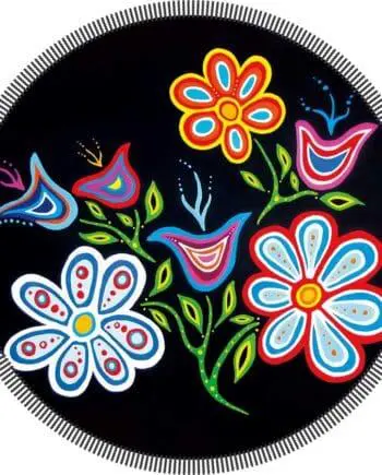 59" Happy Flower Round Bath & Beach Towel designed by Indigenous Artist Patrick Hunter