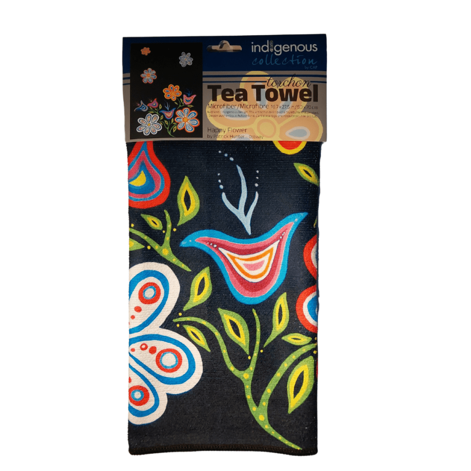 50x70cm Happy Flower Microfiber Tea Towel designed by Indigenous Artist Patrick Hunter