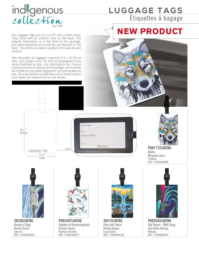 00 luggage tag 2 showing description and a few tags designs