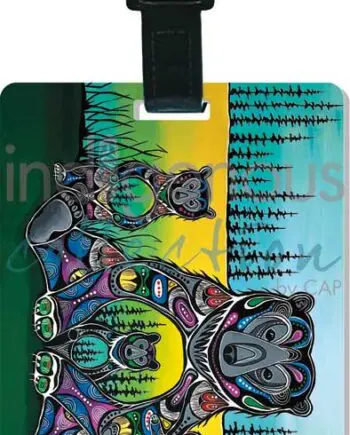 20174LUGTAG Bear Medicine luggage tag designed by Indigenous artist Jessica Somers