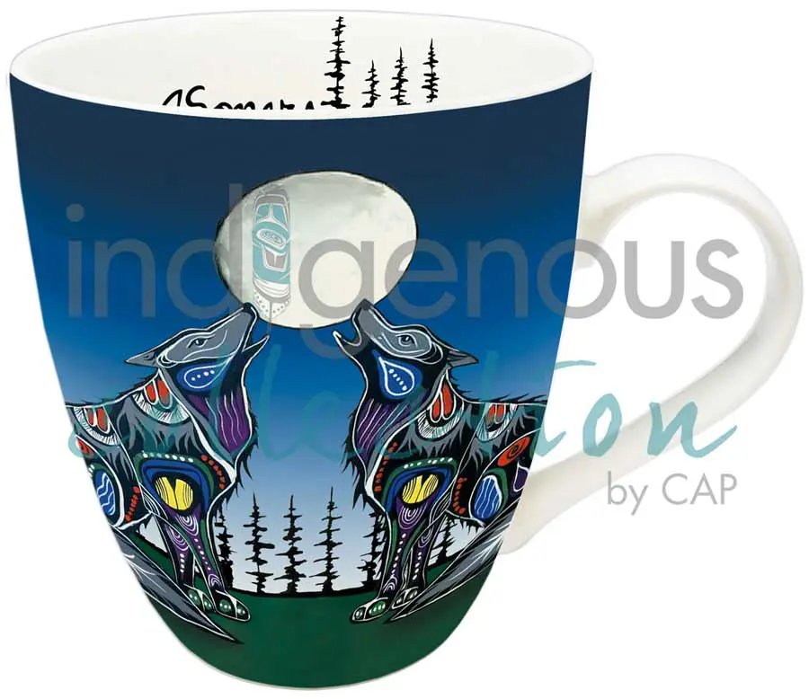 howling duo 18oz mug designed by indigenous artist jessica somers