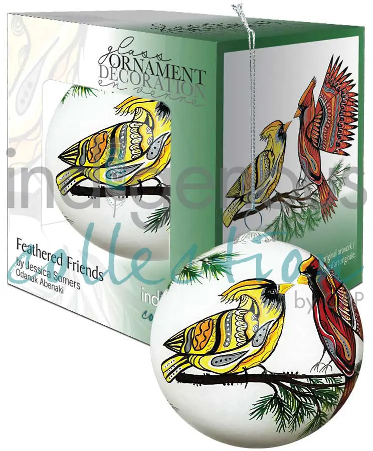 Feathered Friends 8cm Hand Painted Christmas Ornament designed by Indigenous Artist Jessica Somers