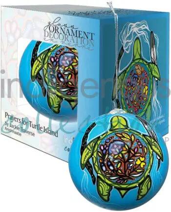 Prayers for Turtle Island 8cm Hand Painted Glass Ornament designed by Indigenous Artist Jackie Traverse