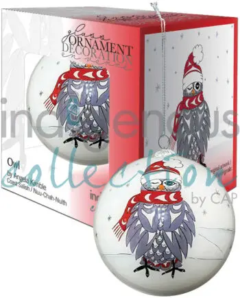 Owl 8cm hand painted glass ornament designed by Indigenous Artist Angela Kimble
