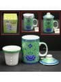 10 oz. Porcelain Mug - Lotus Design With Green Background