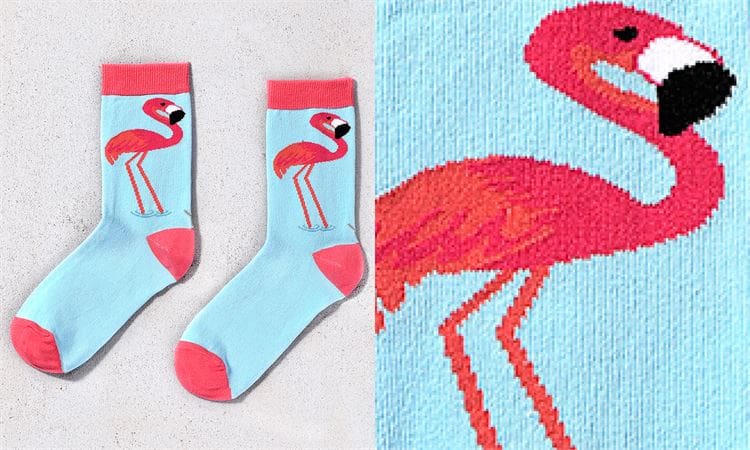 Yo Sox women's crew socks island vide pink flamingo design