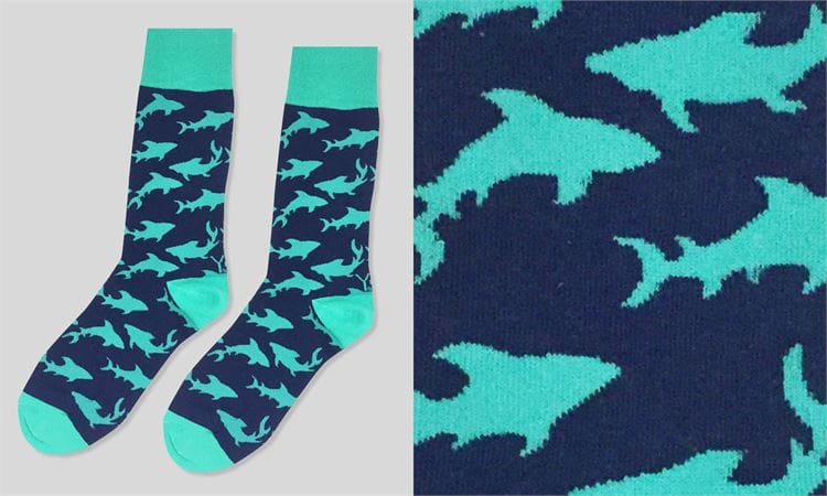 Yo Sox men's crew socks shark attack design