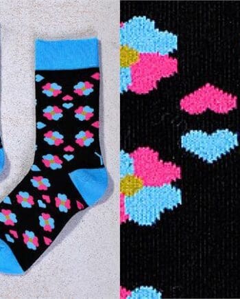 Yo Sox women's crew sock & heart designpetal pusher flowers