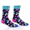 Yo Sox Mens novelty crew sock multi-coloured dots