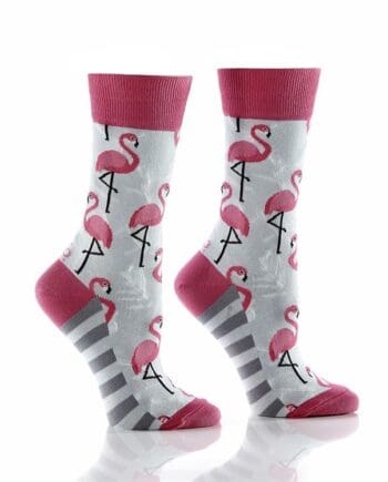 Yo Sox Women's crew socks pink flamingo design