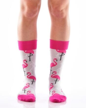 Yo Sox Women's crew socks pink flamingo design