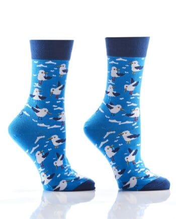 Yo sox women's crew socks seagull and clouds design