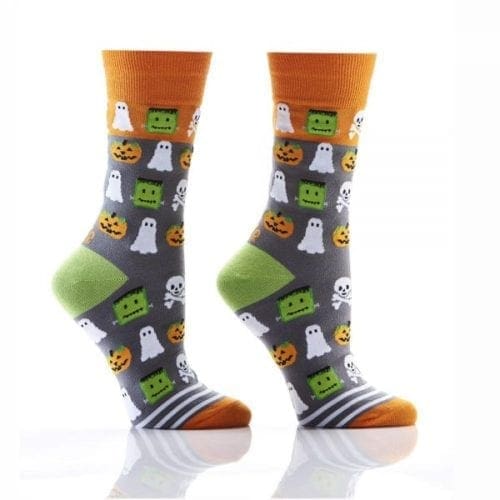 Halloween Ghost, Ghouls & Goblins design Women's novelty crew sock by Yo Sox right side view