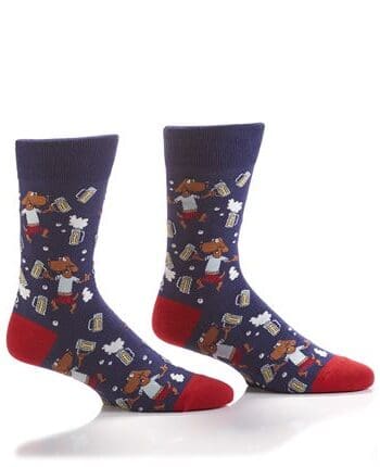 Yo Sox men's crew socks dogs and beer design