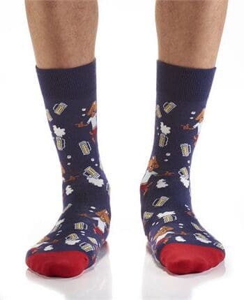 Yo Sox men's crew socks dogs and beer design