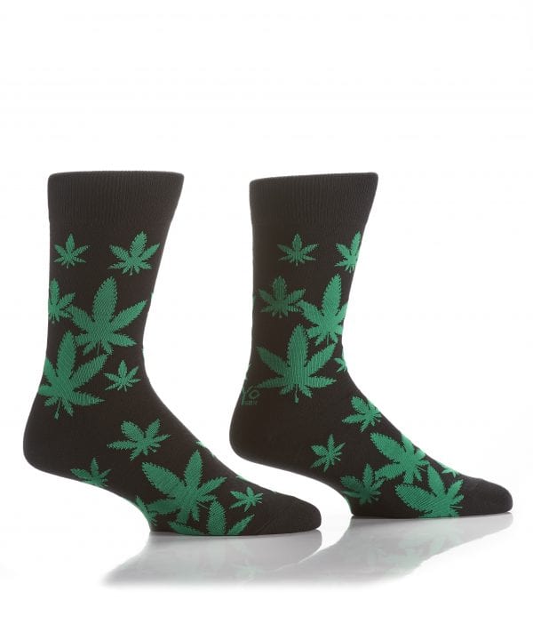 Yo Sox men's crew socks Happy leaf Marijuana design