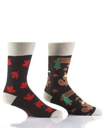 Yo Sox men's crew socks Canada & beavers design