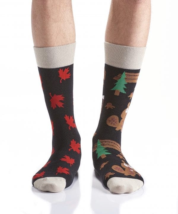 Yo Sox men's crew socks Canada & beavers design