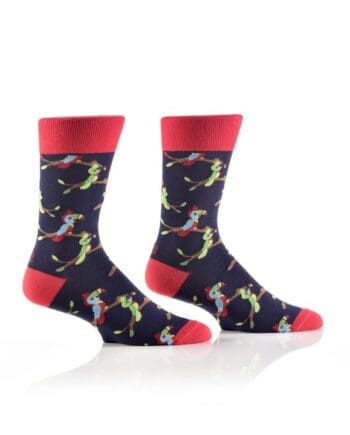 Yo Sox Men's Crew Socks Tropic Talk Parrots design