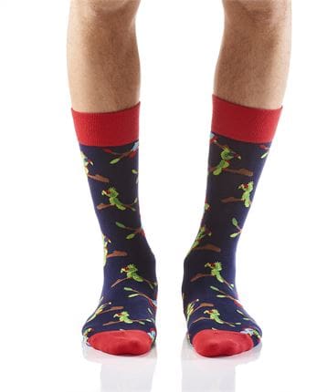 Yo Sox Men's Crew Socks Tropic Talk Parrots design