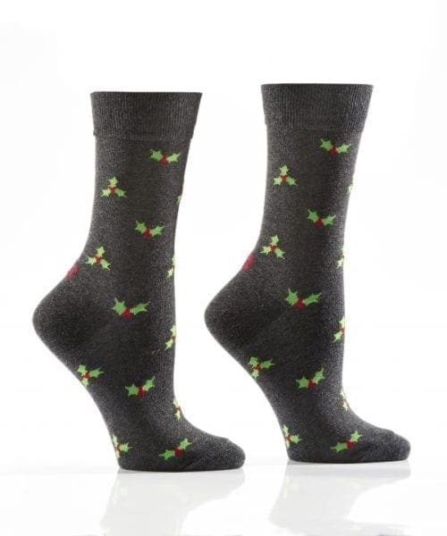 Holly Jolly design Women's novelty crew socks by Yo Sox right side view