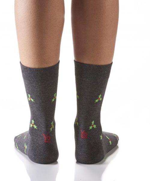 Holly Jolly design Women's novelty crew socks by Yo Sox rear view