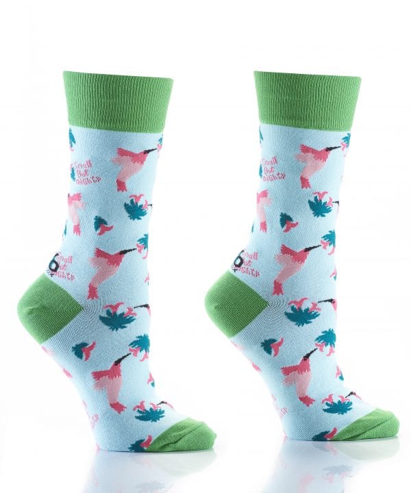 Yo Sox Women's Crew Socks hummingbird design