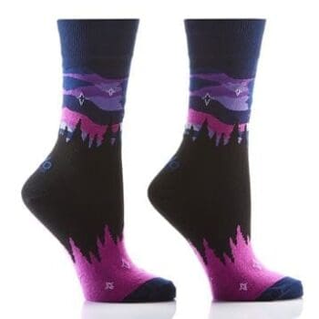 Northern lights design Women's novelty crew socks by Yo Sox right side view