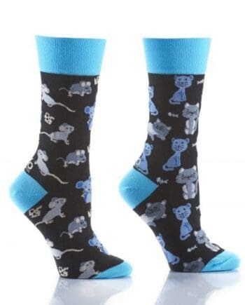 Cat & Mouse Design Women's Crew Socks by Yo Sox right side view