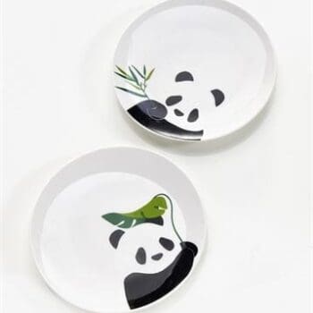 Panda plates with bamboo or leaf by Avenue 9