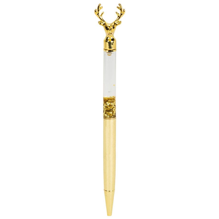 Gold reindeer pen with glitter