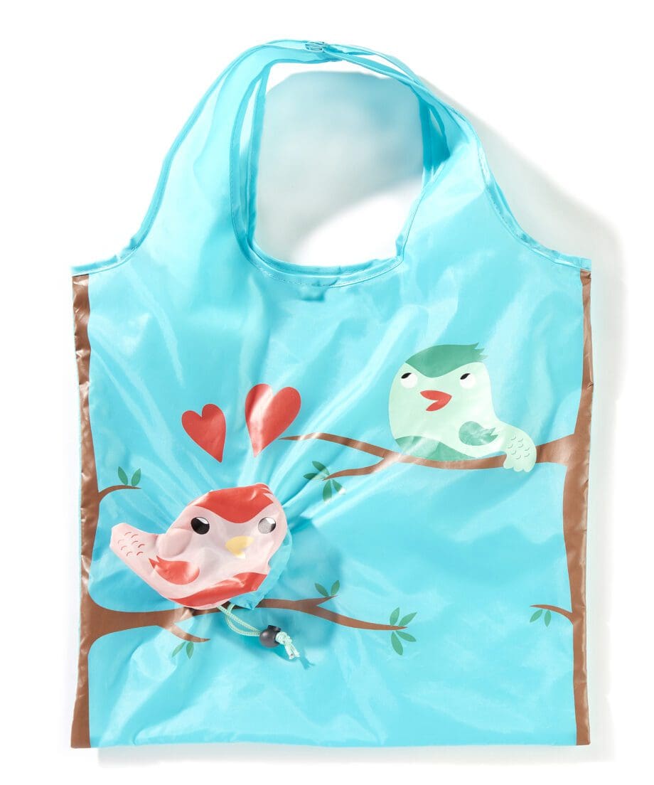 Re-usable tote bag with bird design