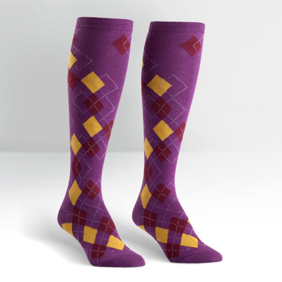 Argyle Patch design Woman's knee high novelty socks