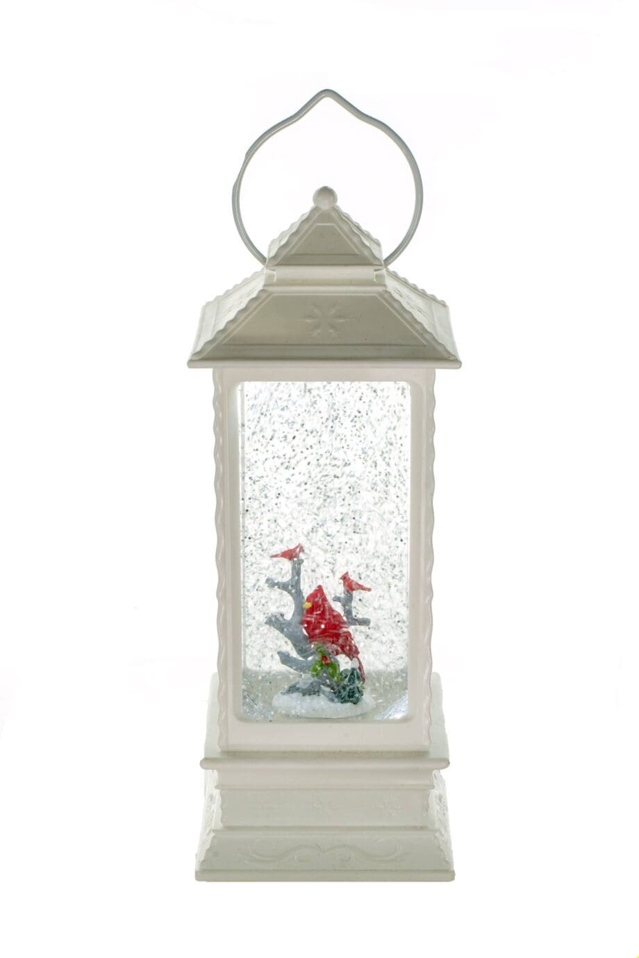 10.5" Cardinal Family water lantern (snow globe)