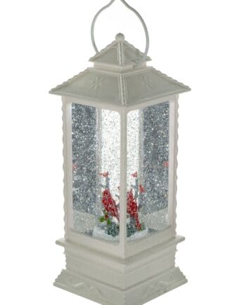 10.5" Cardinal Family water lantern (snow globe)