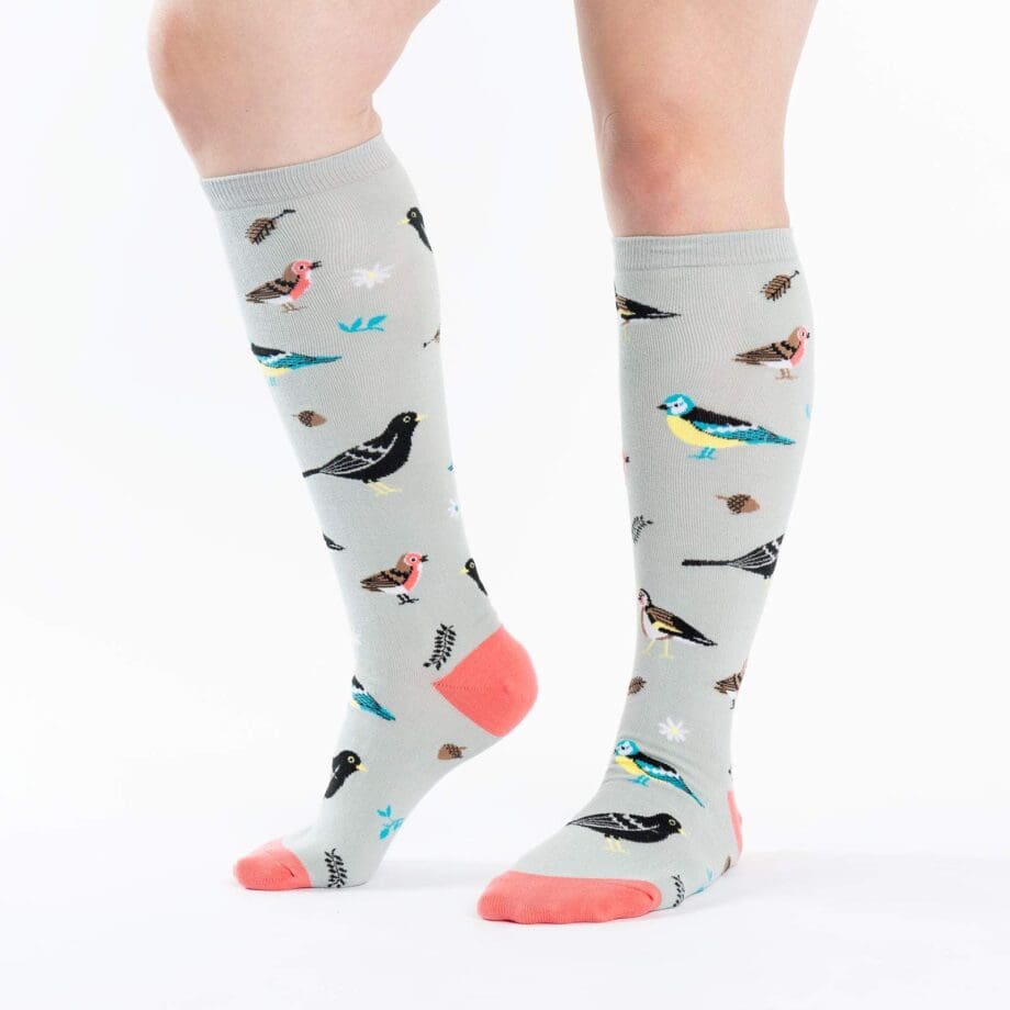 Birds of a feather design women's novelty knee high socks