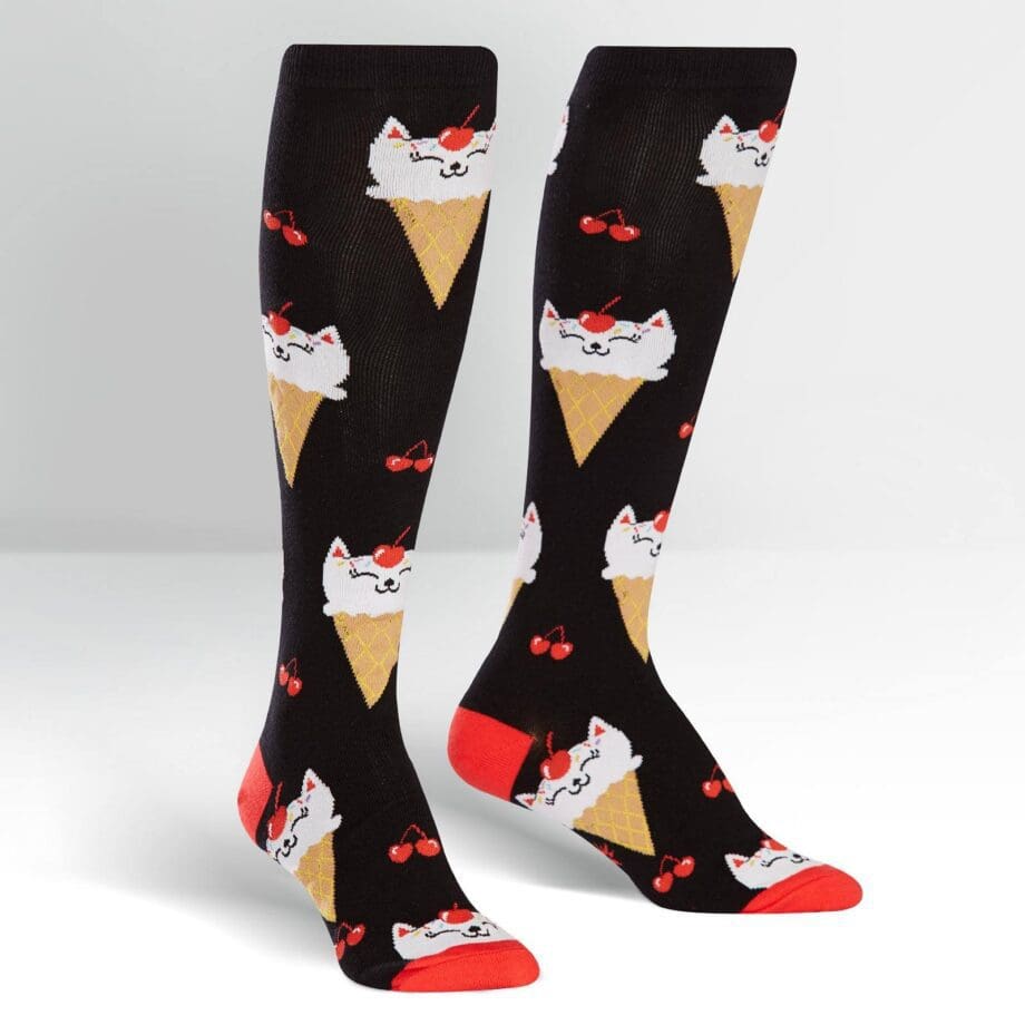 Kitty Cone design women's knee high socks