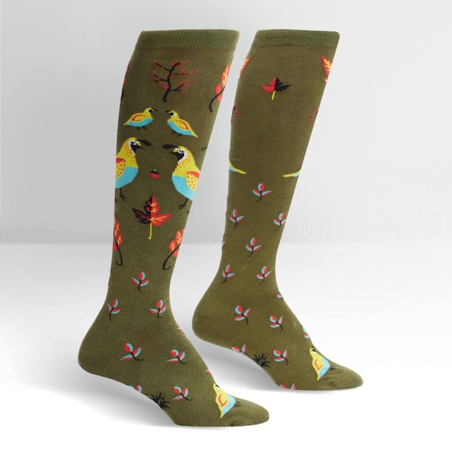 Well Quail-fied design women's novelty knee high socks