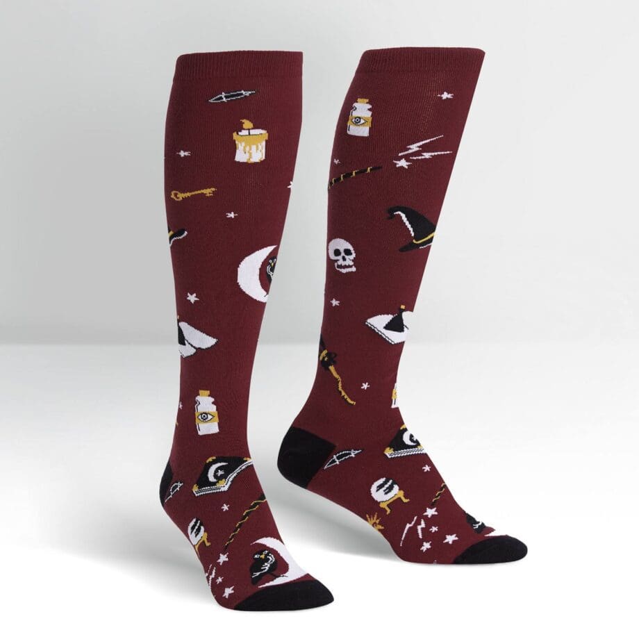 Spells Trouble design women's novelty knee high socks