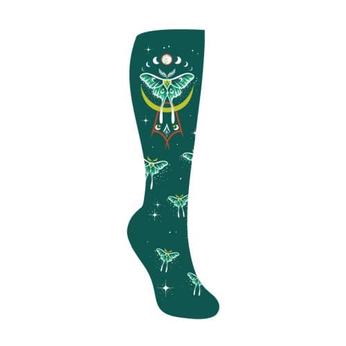 Mystic Moths design women's novelty knee high socks