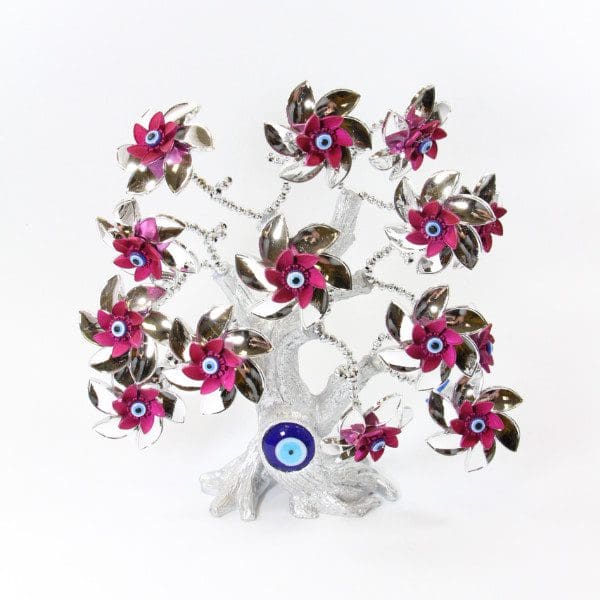 "Fuchsia Daisy" Lucky Tree with Silver Pinwheel Design