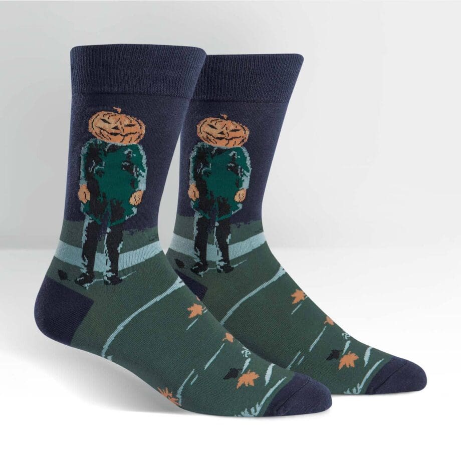 Pumkin Head design Men's novelty crew socks
