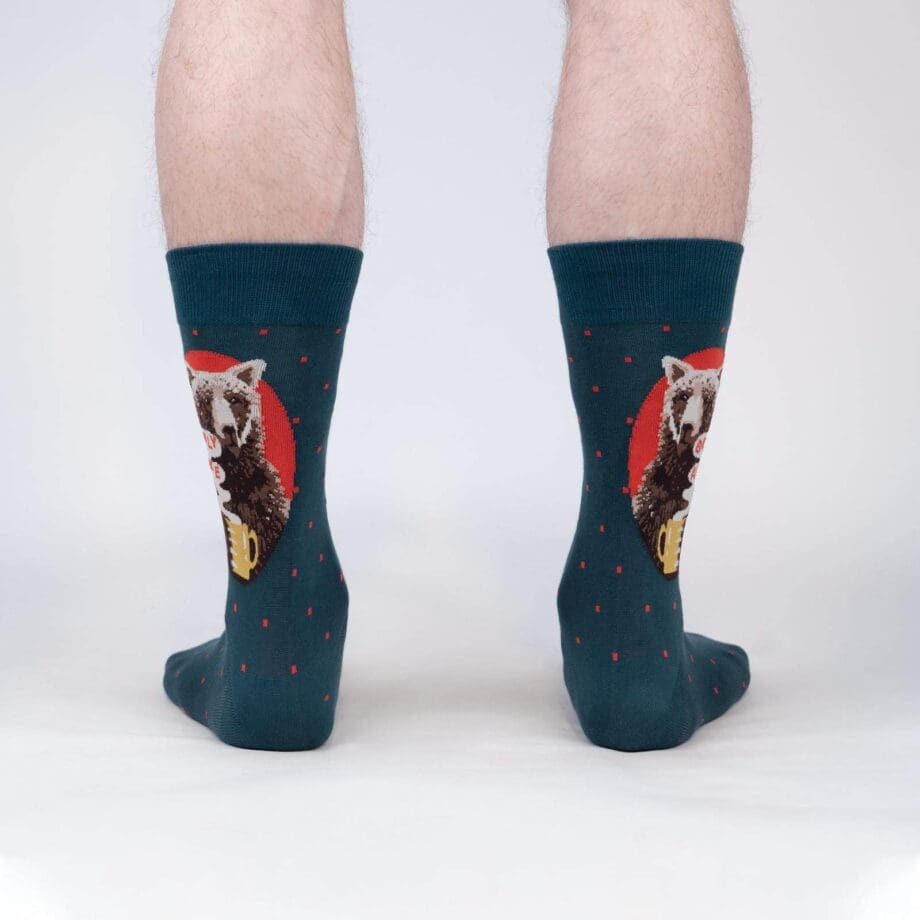 Bearly Awake design men's novelty crew socks