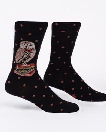 Reading is a hoot owl design men's novelty crew socks