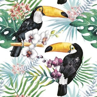 Toucans with Jungle Plants Luxury Luncheon Napkins