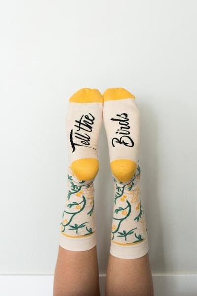 "Tell the Birds" Unisex Novelty Crew Socks by Woven Pear