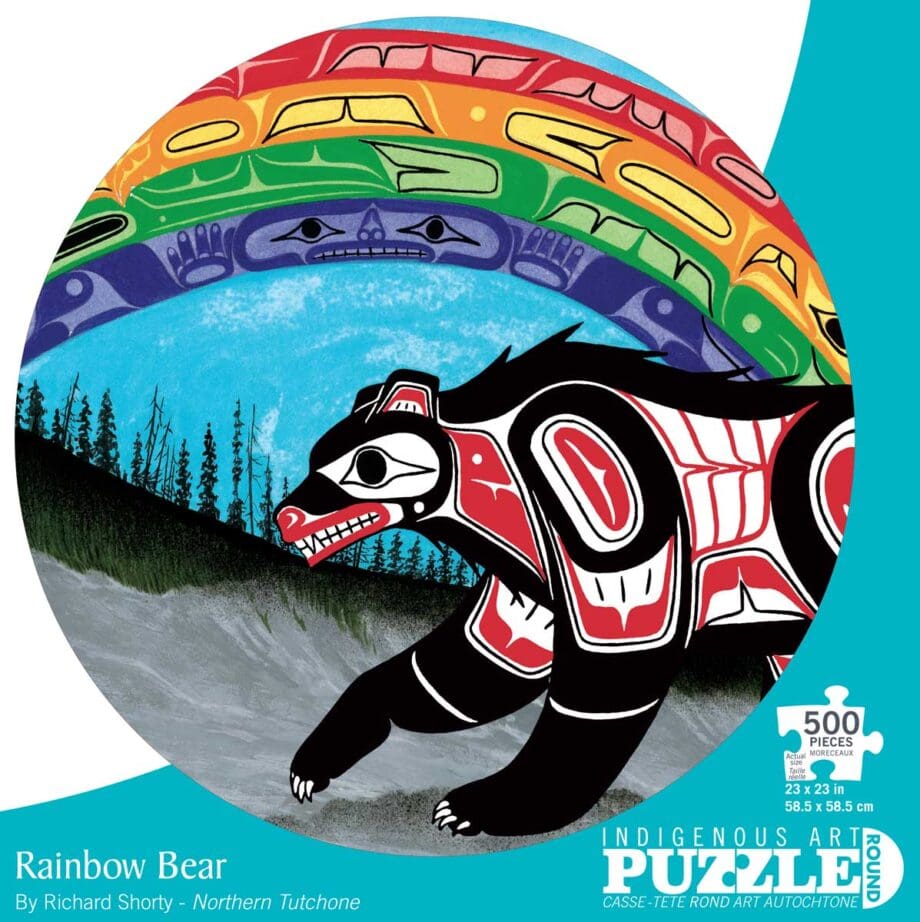 "Rainbow Bear" Puzzle 500 Pieces Round by Artist Richard Shorty