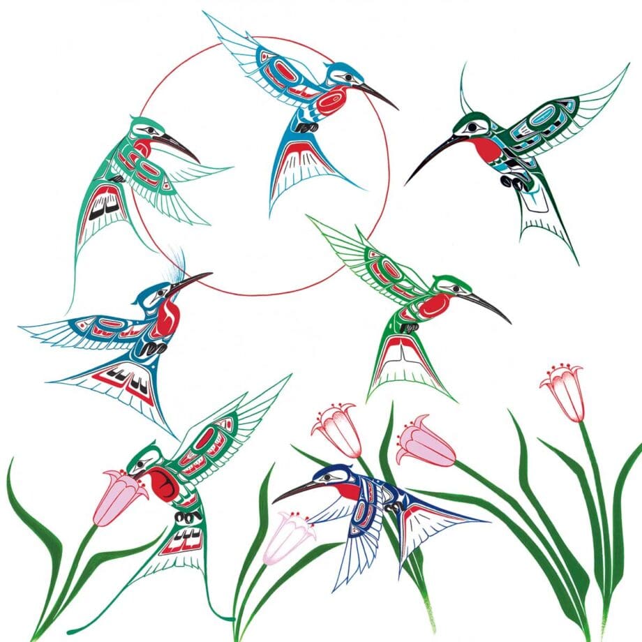 The Gathering Hummingbirds Ceramic Trivet by Richard Shorty Indigenous Art
